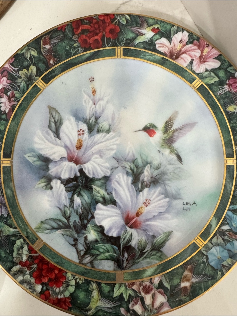Decorative Floral Hummingbird Collector Plate